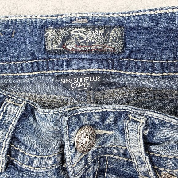 Silver Jeans Co. Suki Surplus Capri Jeans Womens 27 Blue Mid Rise Crop - Picture 4 of 10